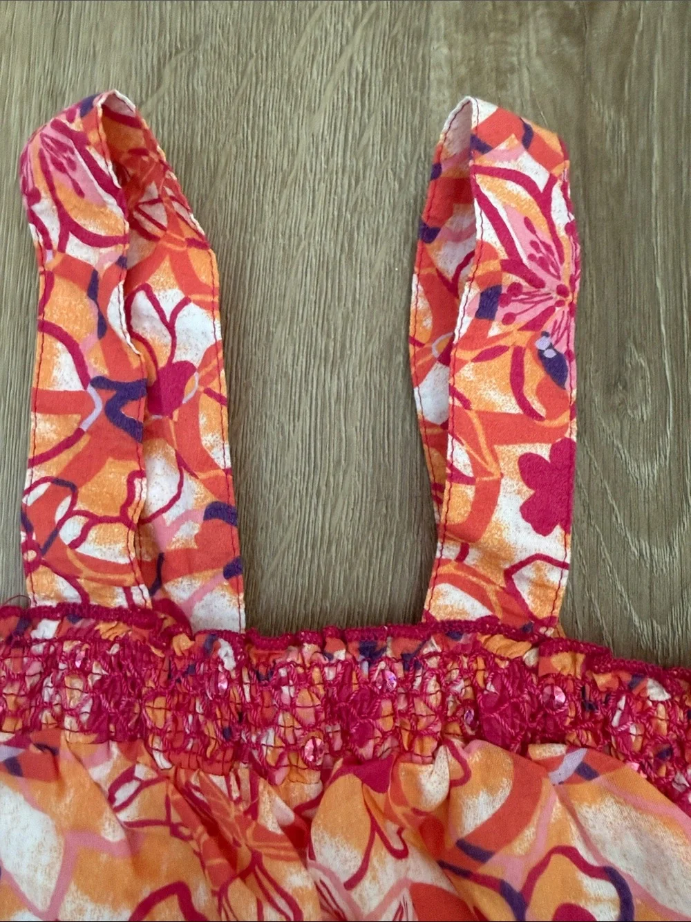 Justice Girls Floral Ruffle Tank Top - Pink & Orange